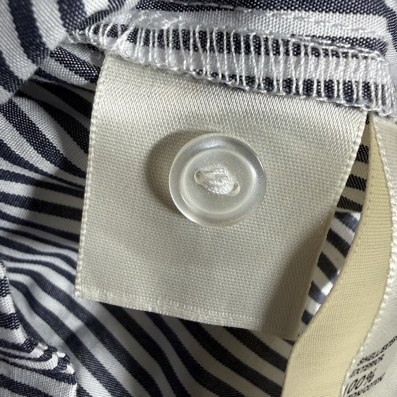 NWT Steve Madden Women's Polished M White/blue Pinstripe Button-Up Peplum Shirt - Picture 9 of 16
